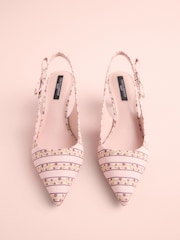 Pink Floral Tabitha Simmons x Next Dela Slingback Point Heels - Image 3 of 6
