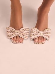 Light Pink Floral Tabitha Simmons x Next Liv Bow Block Mules - Image 3 of 10