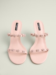 Rosa claro - Tabitha Simmons x Next Flora Leather Double Flower Detail Heel Mules - Imagen 1 de 5