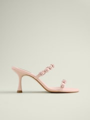 Rosa claro - Tabitha Simmons x Next Flora Leather Double Flower Detail Heel Mules - Imagen 2 de 5