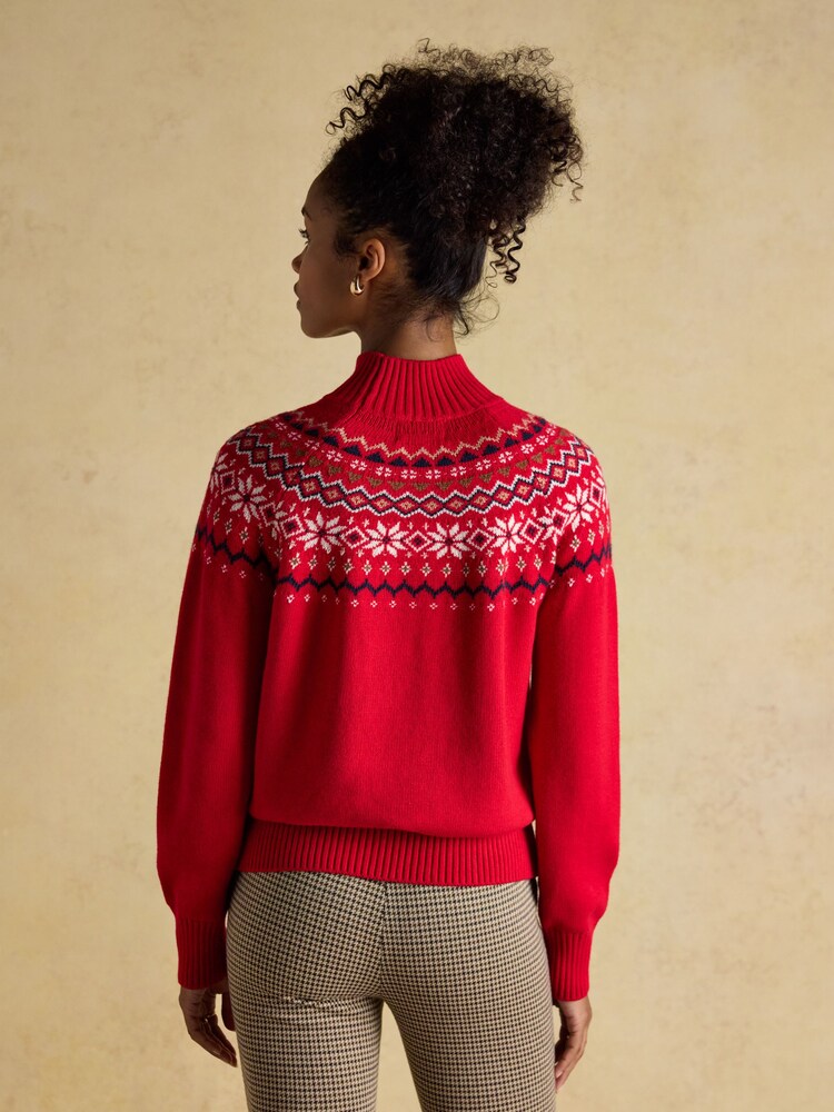 Vermelho - Suéter Joules Alba Fairisle de gola alta e algodão Blend - Imagem 2 de 8