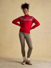 Vermelho - Suéter Joules Alba Fairisle de gola alta e algodão Blend - Imagem 4 de 8
