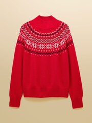 Vermelho - Suéter Joules Alba Fairisle de gola alta e algodão Blend - Imagem 8 de 8
