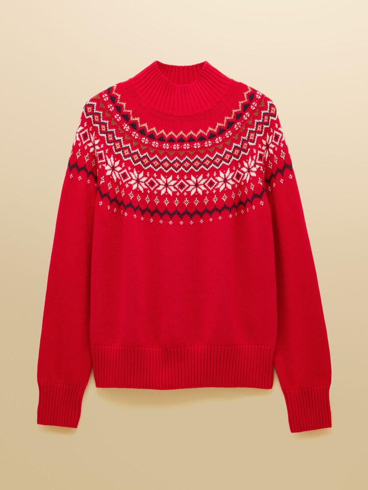 Vermelho - Suéter Joules Alba Fairisle de gola alta e algodão Blend - Imagem 8 de 8