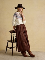 Creme - Suéter Joules Alba Fairisle de gola alta e algodão Blend - Imagem 3 de 8