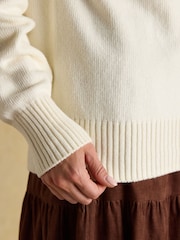 Creme - Suéter Joules Alba Fairisle de gola alta e algodão Blend - Imagem 6 de 8