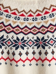 Creme - Suéter Joules Alba Fairisle de gola alta e algodão Blend - Imagem 7 de 8