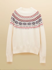 Creme - Suéter Joules Alba Fairisle de gola alta e algodão Blend - Imagem 8 de 8