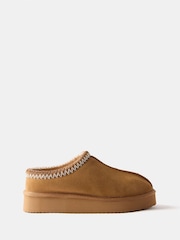 Mint Velvet Brown Suede Chunky Slippers - Image 3 of 4