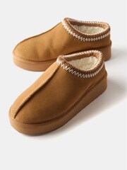 Mint Velvet Brown Suede Chunky Slippers - Image 4 of 4