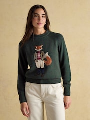 Joules Jonty Green Crew Neck Intarsia Jumper - Image 1 of 4