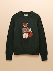 Joules Jonty Green Crew Neck Intarsia Jumper - Image 4 of 4