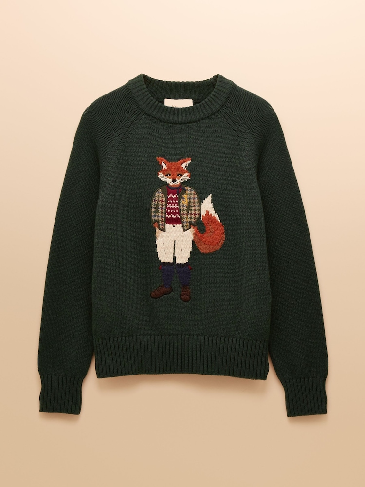 Joules Jonty Green Crew Neck Intarsia Jumper - Image 4 of 4 Joules Jonty Green Crew Neck Intarsia Jumper - Image 4 of 4