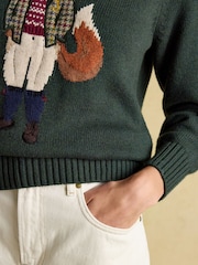 Verde - Suéter de punto de alto contenido en algodón con cuello redondo y diseño de intarsia Jonty de Joules - Imagen 5 de 12