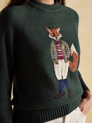 Verde - Suéter de punto de alto contenido en algodón con cuello redondo y diseño de intarsia Jonty de Joules - Imagen 6 de 12