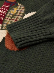 Verde - Suéter de punto de alto contenido en algodón con cuello redondo y diseño de intarsia Jonty de Joules - Imagen 8 de 12