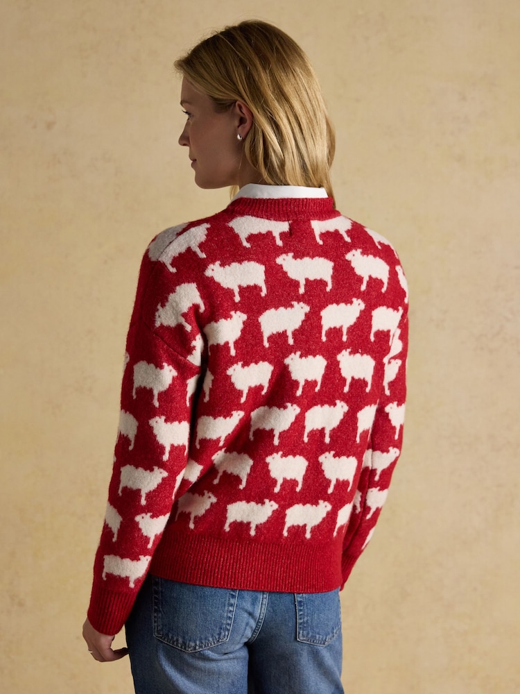 Joules What The Flock Intarsia Knitted Jumper - Image 2 of 7 Joules What The Flock Intarsia Knitted Jumper - Image 2 of 7