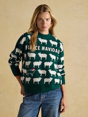 Joules Intarsia Knitted Fleece Navidad Relaxed Fit Jumper with Crew Neck - Image 1 of 6
