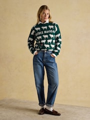 Joules Intarsia Knitted Fleece Navidad Relaxed Fit Jumper with Crew Neck - Image 4 of 6
