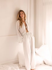 Mint Velvet Grey Striped Pyjama Shirt - Image 2 of 7