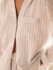 Mint Velvet Grey Striped Pyjama Shirt - Image 5 of 7