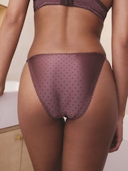 Chocolate Brown High Shine Spot Tanga Knickers - Image 2 of 6