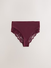 Cream Floral Print & Berry High Rise Lace Trim Knickers - Image 9 of 11