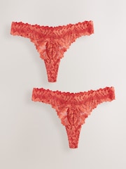 Rust Thong Ultimate Comfort Lace Knickers 2 Pack - Image 1 of 5