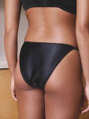 Black High Shine Spot Tanga Knickers - Image 3 of 7
