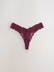 Burgundy Red Thong Ultimate Comfort Lace Knickers 2 Pack - Image 5 of 7