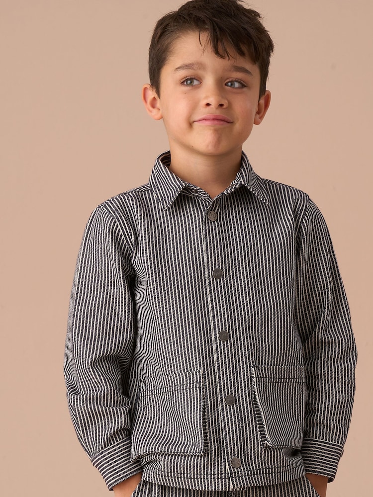Angel & Rocket Blue 100% Cotton Byron Casual Stripe Jacket - Image 1 of 17