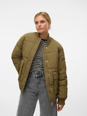 VERO MODA Green Quilted Short Padded Coat - Image 1 of 5