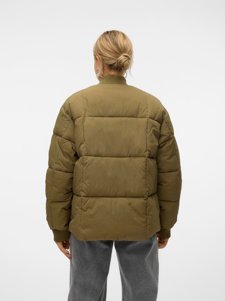 VERO MODA Green Quilted Short Padded Coat - Image 2 of 5