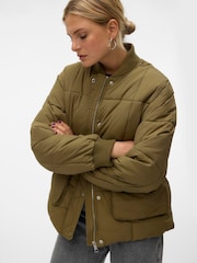 VERO MODA Green Quilted Short Padded Coat - Image 3 of 5