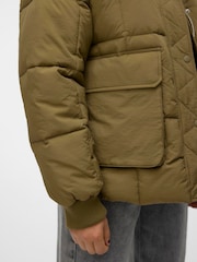 VERO MODA Green Quilted Short Padded Coat - Image 4 of 5