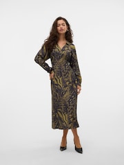 VERO MODA Green Printed Button Down Maxi Shirt Dress - Image 3 of 5