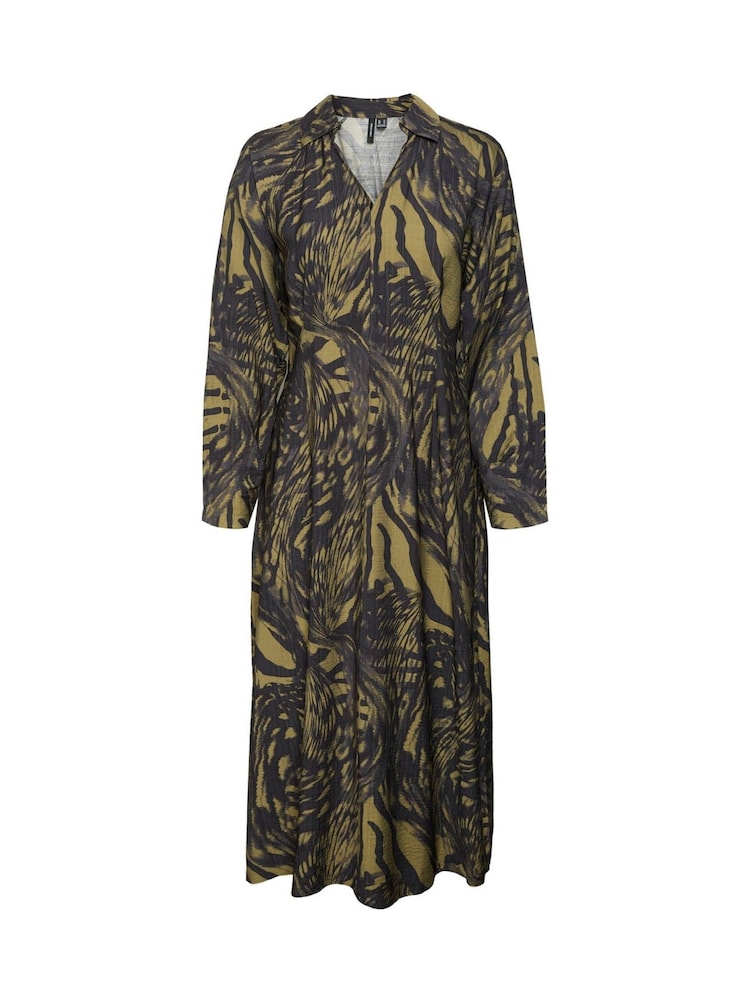 VERO MODA Green Printed Button Down Maxi Shirt Dress - Image 5 of 5