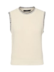 VERO MODA Cream Knitted Vest with Contrast Stitch Detail - Image 5 of 5
