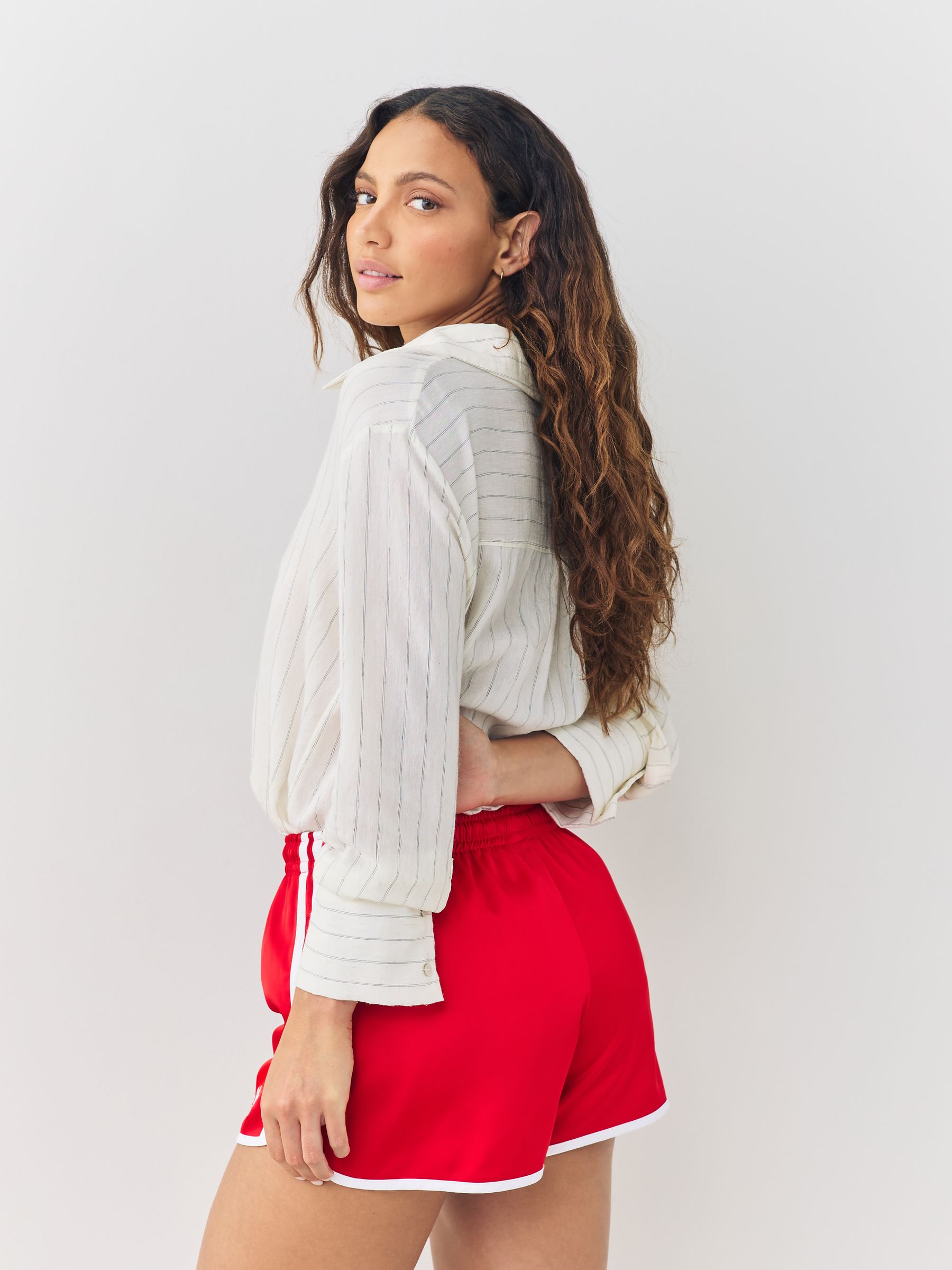 Buy adidas Originals Red Adicolour 3-Stripes Sprinter Shorts from