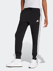 adidas Black Essentials 3-Stripes Cuffed Joggers - Image 1 of 6