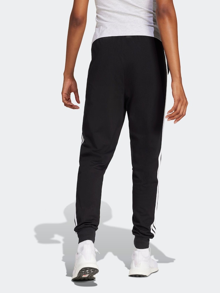 adidas Black Essentials 3-Stripes Cuffed Joggers - Image 2 of 6