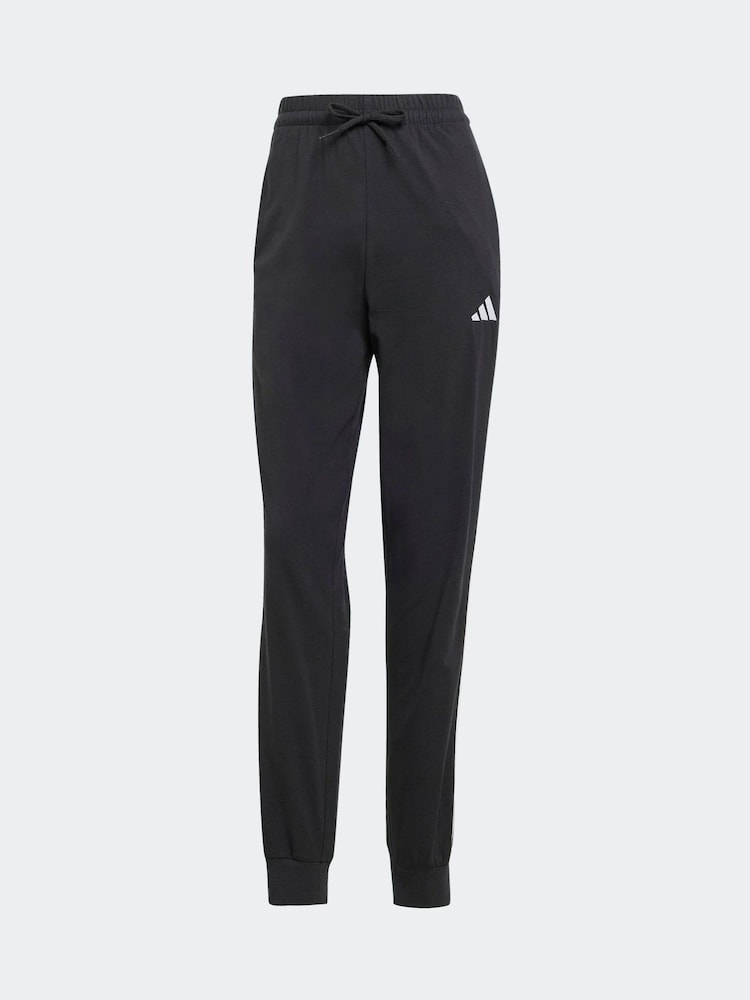 adidas Black Essentials 3-Stripes Cuffed Joggers - Image 6 of 6