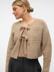 VERO MODA Long Sleeve Tie Front Bow Detail Knitted Cardigan - Slika 1 iz 6