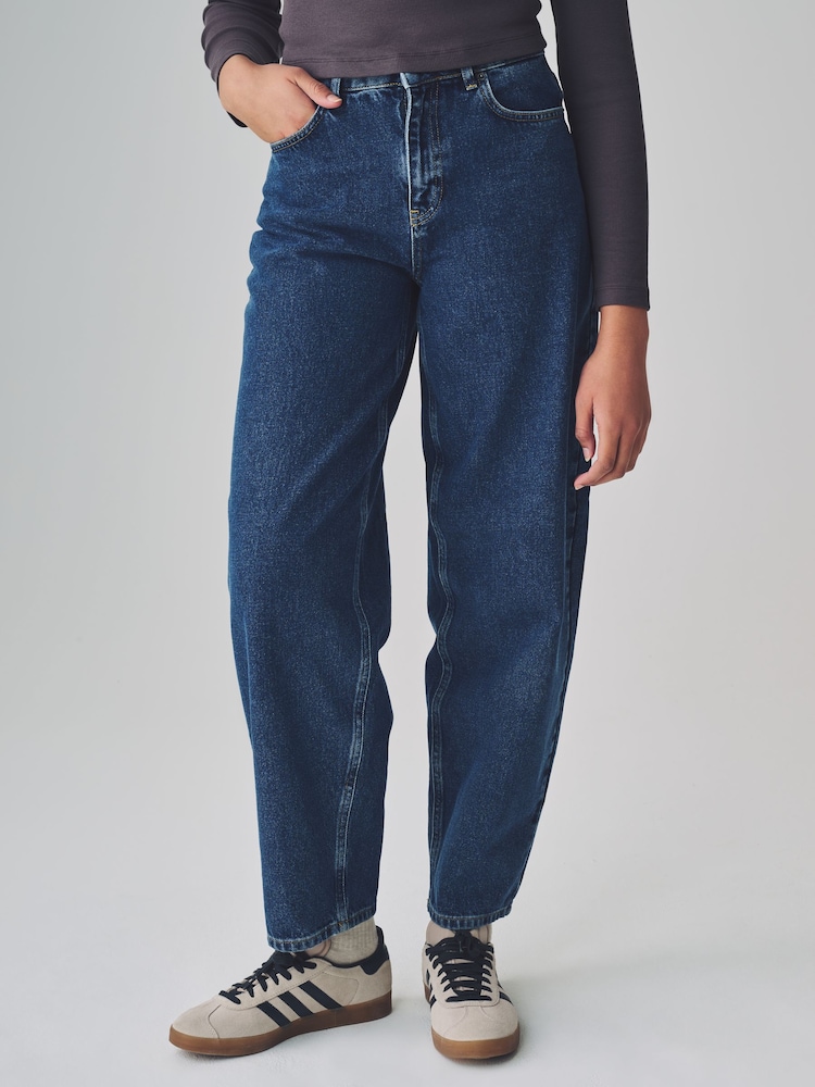 VERO MODA Blue Barrel Fit 100% Cotton High Waisted Jeans - Image 1 of 5
