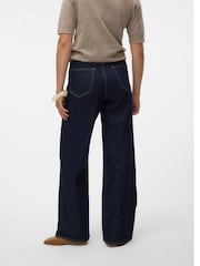 VERO MODA Blue Wide Leg Dark Denim Jeans With Stitch Detail Pockets - Image 2 of 6
