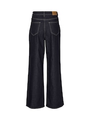 VERO MODA Blue Wide Leg Dark Denim Jeans With Stitch Detail Pockets - Image 6 of 6