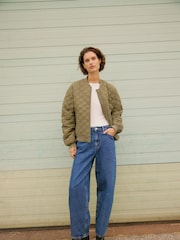 VERO MODA Green Quilted Bomber Jacket - Image 1 of 4