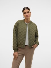 VERO MODA Green Quilted Bomber Jacket - Image 2 of 4