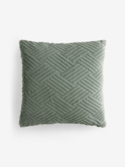 Sage Green 43 x 43cm Basset Embossed Faux Fur Cushion - Image 2 of 5