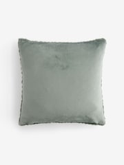 Sage Green 43 x 43cm Basset Embossed Faux Fur Cushion - Image 3 of 5